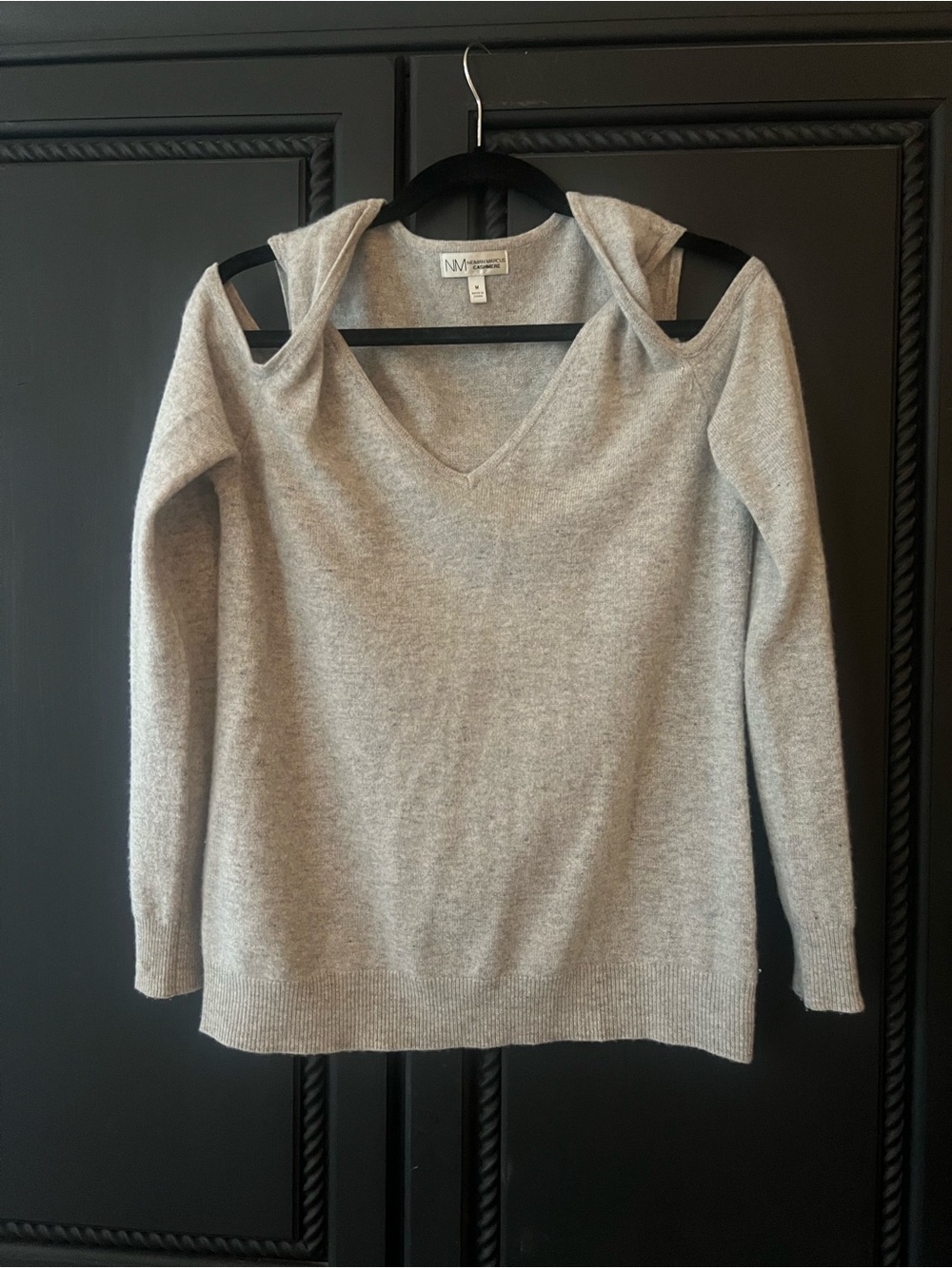 Neiman Marcus Cashmere Cold-Shoulder Sweater